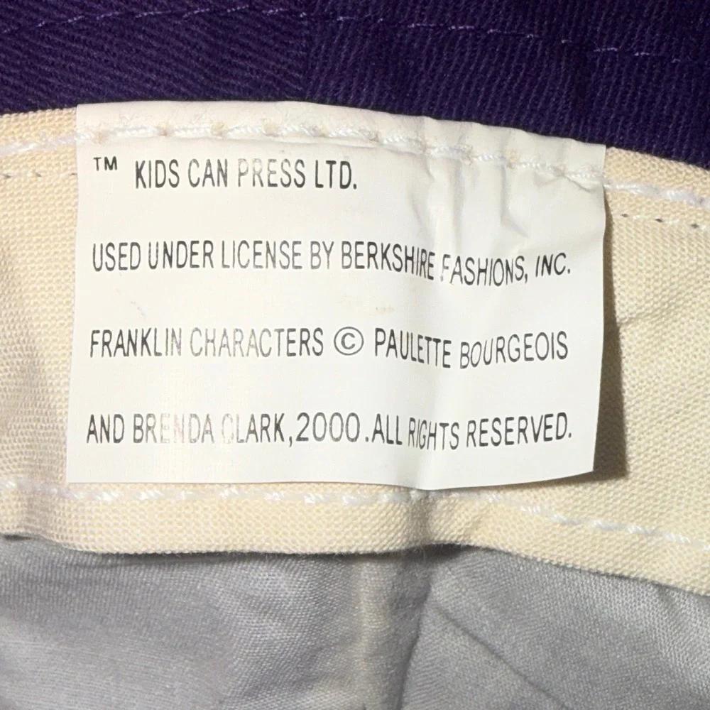Vintage 2000 Franklin the Turtle Purple Bucket Hat Berkshire‎ Fashions NWT Kids